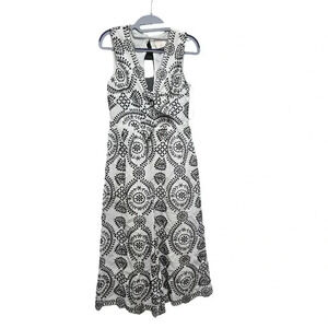 Alex Vinash White and Black Embroidered Jumpsuit Size S